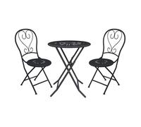 Salle à manger de jardin pliante en métal façon fer forgé - une table D.60 cm et 2 chaises - Anthracite - GUERMANTES de MYLIA