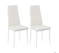 Salle à Manger Ensemble de 2 chaises de Cuisine en métal, Chaise de Table de Salle à Manger Siège rembourré Confortable, Blanc