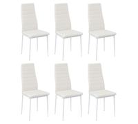 Salle à Manger Ensemble de 6 chaises de Cuisine en métal, Chaise de Table de Salle à Manger Siège rembourré Confortable, Blanc