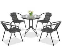 Salle à manger métallique Modena/Bergamo 4 places avec petite table Garden Point anthracite