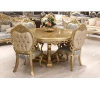 Salle à manger set 4 chaises Set salle à manger Designer bois chaise garniture ronde table Nouveau
