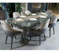 Salle à manger Set Garniture Vitrine Table 6x Chaise Commode Miroir Moderne Nouveau 10pcs.