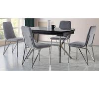 Salle à manger Set Gris Garniture Table 4x Chaises Design Meubles Modernes Table de salle à manger de luxe