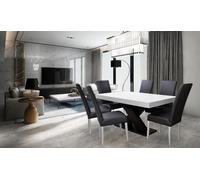 Salle à manger Set Vitrine Table de salle à manger 6x Chaise Garniture Table Groupe 7pcs Set Moderne