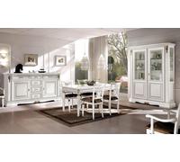 Salle à manger Table de salle à manger Chaise Commode Vitrine Groupe Garniture Bois Blanc Set 7pcs Nouveau