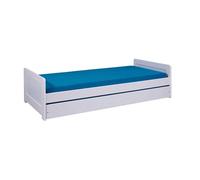SALLY - Lit Gigogne 90x200 en Bois Massif Vernis Blanc