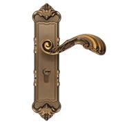 Salmeee Poignée de porte aspect bronze, serrure de porte avec distance de 50 mm pour porte intérieure, poignée de porte rétro en alliage de zinc avec clé pour portes de 35 à 45 mm d'épaisseur, montage