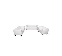 Salon 3-2-1, garniture de canapés / lounge Lille similicuir, blanc