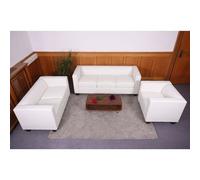 Salon 3-2-1, garniture de canapés / lounge Lille similicuir, blanc