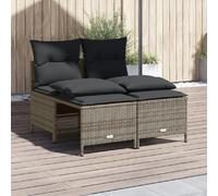 vidaXL Ensemble de salon de jardin 4 pièces avec coussins Gris Poly rotin