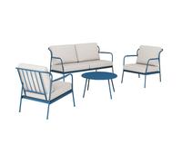 Salon bas de jardin acier et tissu (canapé + fauteuils + table basse) - Noa II - 4 places