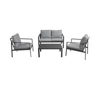 Salon bas de jardin aluminium et tissu (canapé + fauteuils + table basse) - Marlo - 4 places