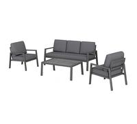 Salon bas de jardin aluminium et tissu (canapé + fauteuils + table basse) - Océane II - 4 places