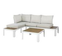 Salon bas de jardin d’angle OLANA NO NAME aluminium thermolaqué 4 places Blanc et beige