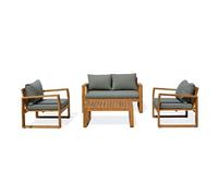 Salon bas de jardin DCB Garden Aracaju 4 places acacia FSC coussins vert olive