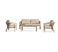 Salon bas de jardin - Gris - Aluminium imitation bois - 5 places - Goya