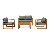 Salon de jardin bas 4 places en bois d' - marron