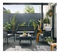 Salon bas de jardin PANKA anthracite resine recyclee, 4 personnes