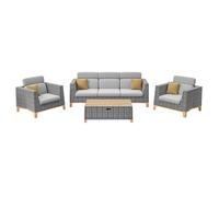 Salon bas de jardin résine tressée (canapé + fauteuils + table basse) - Ivano - 5 places