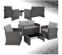 Salon bas de jardin - TECTAKE - canapé extérieur rotin, lucques, design moderne, confortable, facile d'entretien - gris clair