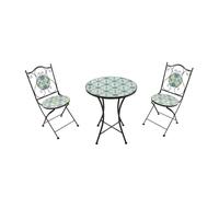 AXI Ensemble bistrot Amélie – Table et 2 chaises mosaïque bleu/jaune, extérieur, style sicilien