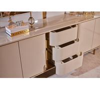 Salon Buffet miroir Matériau bois avec métal Style moderne Beige