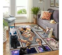 Salon Canapé Tapis Chat Chien Impression 3D Tapis Animal Chambre Tapis De Chevet Rug D'entrée Tapis De Yoga Tapis De Jeu Chaton Chiot Motif De Vache Anti Dérapant Carpet (Couleur 1,120x180 cm)