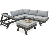 Salon d'angle de jardin 6 places en aluminium
