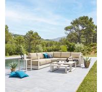 Salon d'angle de jardin ALLURE Avoine 5 places - Aluminium traité époxy, Polyester Hespéride