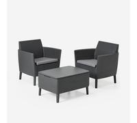 Salon de balcon avec fauteuils et table coffre de rangement Salemo Balcony Set