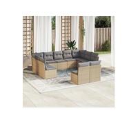 vidaXL Ensemble de salon de jardin 11 pièces Beige en résine tressée avec coussins