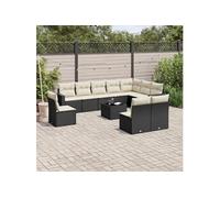 Salon de jardin 11 pcs avec coussins noir résine tressée 3219106