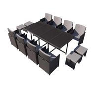 Salon de jardin 12 pieces resine tressee gris 110.0 x 110 x 73.0 cm 12 personnes