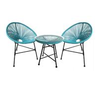 Concept Usine – Salon de jardin Acapulco – 2 fauteuils œuf et table basse – Bleu