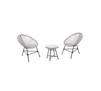 Concept Usine Salon de jardin Acapulco – Ensemble 2 fauteuils œuf + table basse – Gris clair