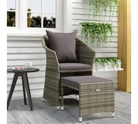 vidaXL Salon de jardin 2 pièces Poly rotin avec coussins noir