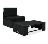 vidaXL Ensemble de salon de jardin 2 pièces poly rotin noir