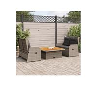 vidaXL Ensemble de salon de jardin 3 pièces avec coussins, gris poly rotin