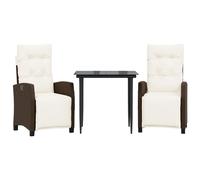 salon de jardin 3 pièces avec coussins Marron Poly Rattan