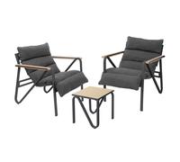ML-Design Salon de Jardin Extérieur, 3 Pièces, Anthracite-Gris, en Acier/Effet Bois, 2 Anthrazit-Grau