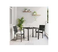 vidaXL - Salon de jardin 3 pcs avec coussins - Poly-Rattan noir