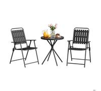 Salon de Jardin 3 Pièces - WOLTU Ensemble Table et 2 Chaises - pour Terrasse Balcon - Noir