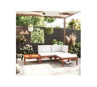 vidaXL Ensemble salon de jardin 4 pièces avec coussins bois crème acacia & corde