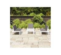 vidaXL Ensemble salon de jardin 4 pièces avec coussins plastique blanc