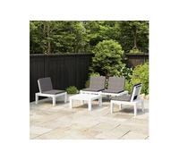 vidaXL Ensemble salon de jardin 4 pièces avec coussins plastique blanc