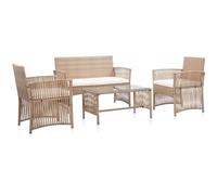 Salon de jardin 4 pcs avec coussins Résine tressée Beige Mothinessto LY5004
