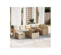 vidaXL Ensemble de salon de jardin 5 pièces avec coussins Beige Poly Rattan