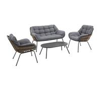 Salon de jardin 4 places acier traité époxy PAOPAO gris et graphite - Hespéride
