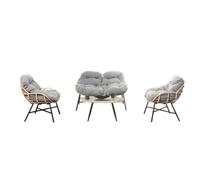 Evora salon de jardin 4 places canapé + fauteuils gris foncé