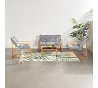 Salon De Jardin 4 Places Contemporain Brun Et Coussins Gris Rabat Marron
